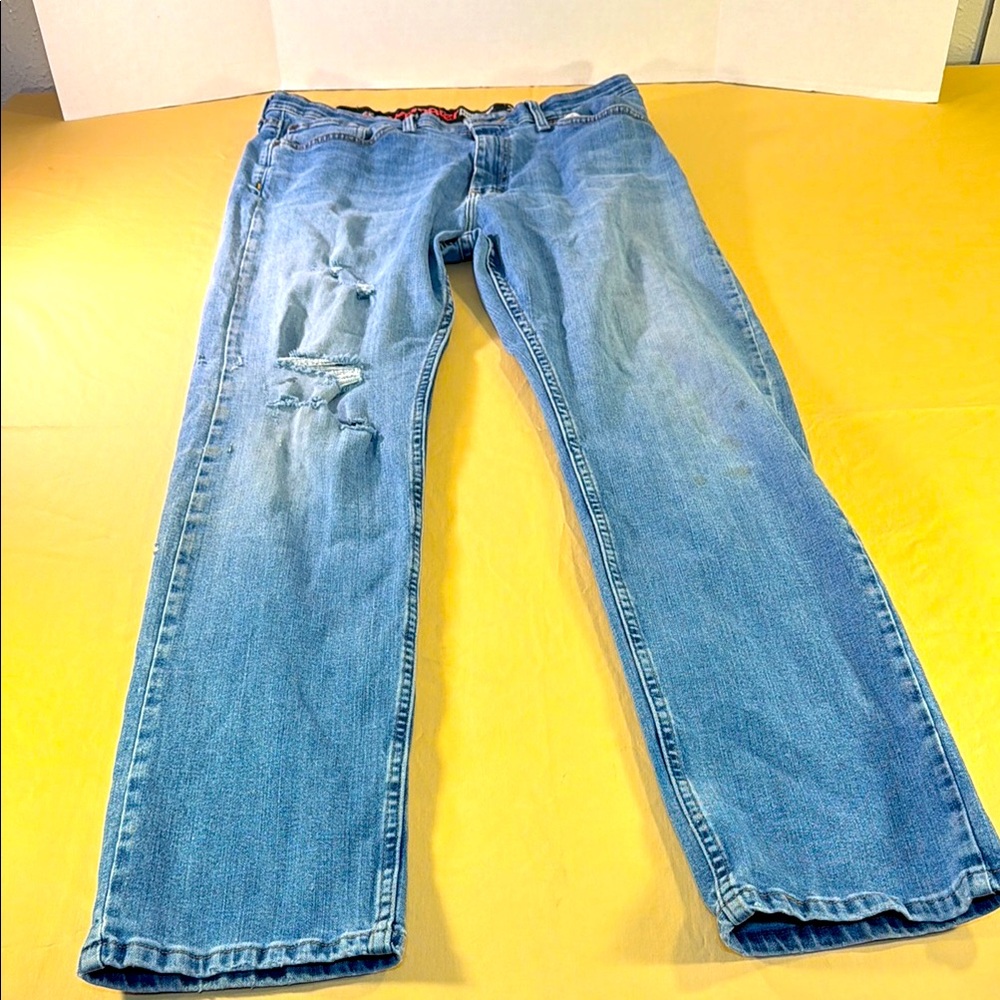Wrangler performance series, jeans, distressed, straight legs